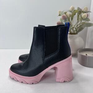 Sorel Brex Chelsea Pull On Leather Waterproof Boot Black/Pink Women 7.5